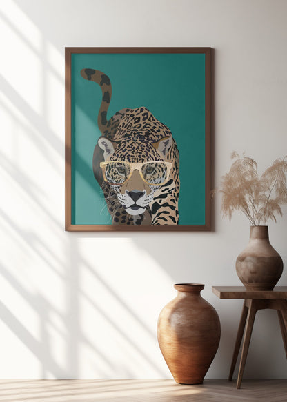 Curious green leopard