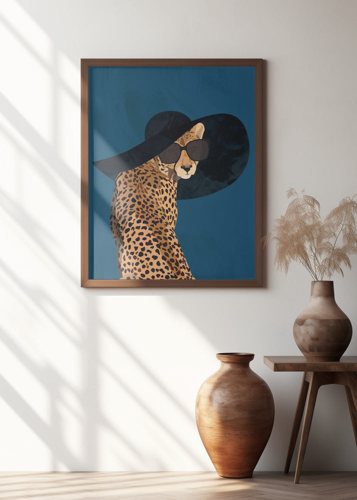 Fashionable Cheetah wearing a sunhat