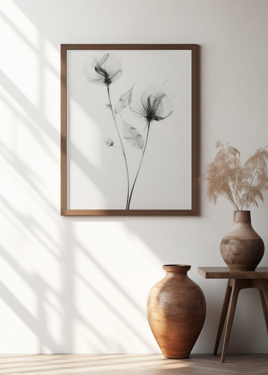 Transparent Botanic No 7 | Black and white floral wall art