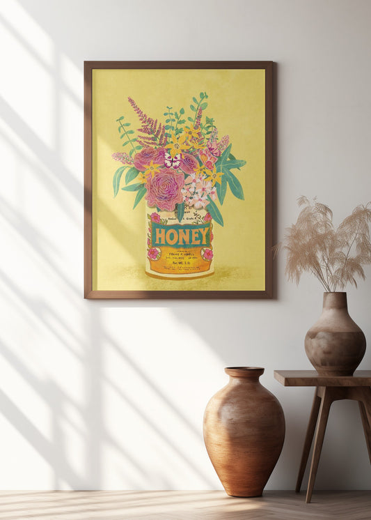 Flowers In a vintage Honey Can