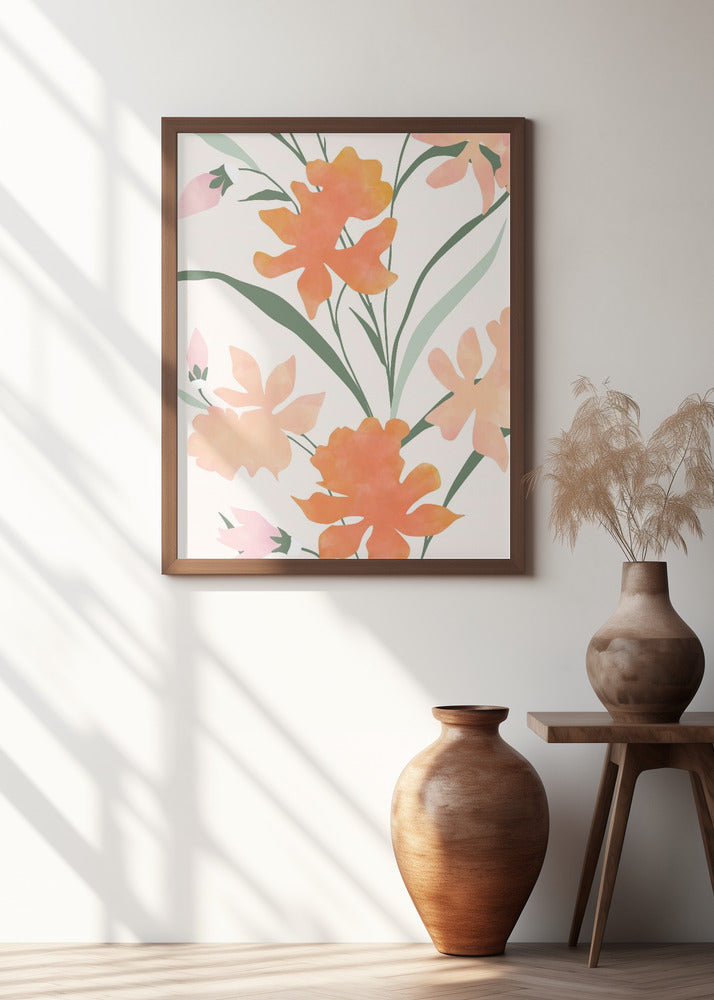 Floral Pattern With Abstract Colorful Flowers