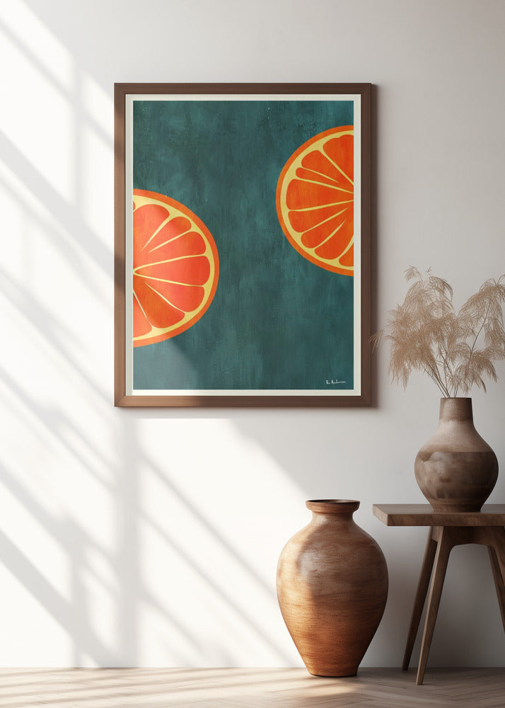 You and Me | Water colour orange fruit wall art