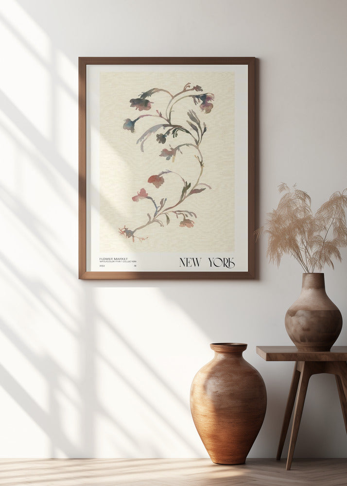 Watercolor print collection. Flower market - New York