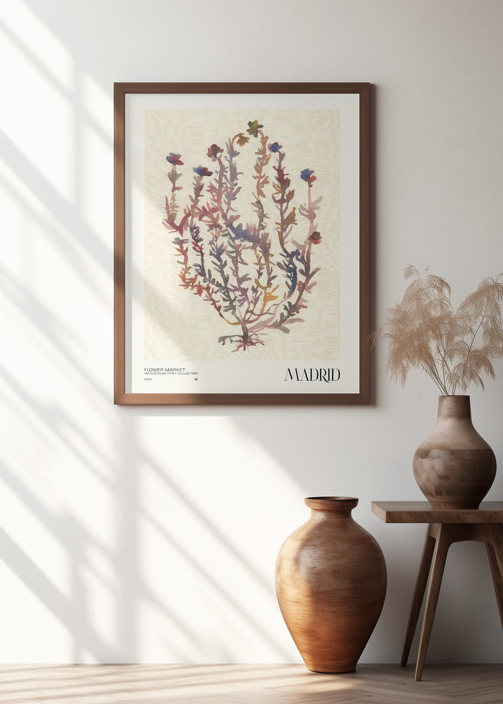 Watercolor print collection. Flower market - Madrid