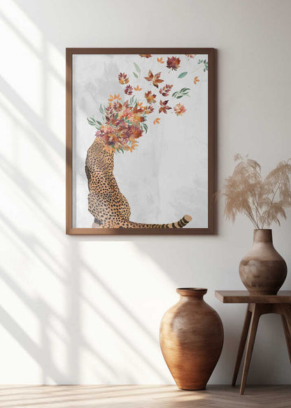 Cheetah Autumn Leaves Head