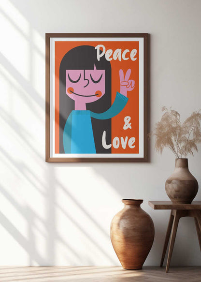 Peace &amp; Love Mid Century Illustration