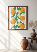 Load image into Gallery viewer, Oranges with Green Leaves and Delicate Yellow Flowers

