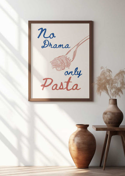 No drama only pasta, Illustration + Text