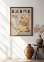 Load image into Gallery viewer, Bourbon Wall Art. Sexy Vintage Pin Up Girl Drinking Whiskey
