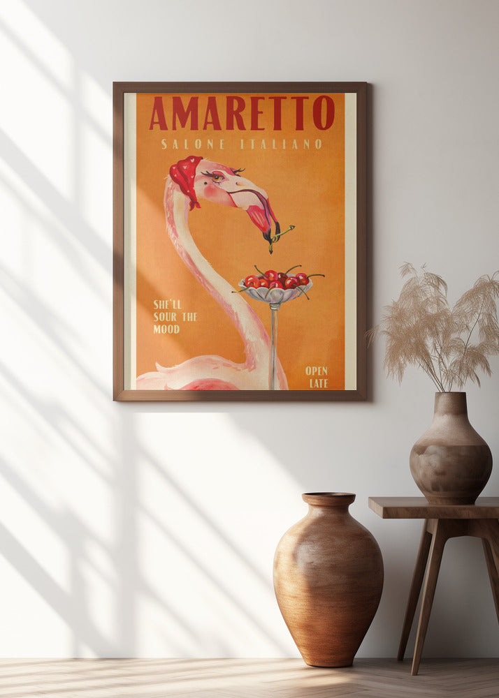 Amaretto Flamingo Art Deco Italian Cafe Travel Art