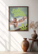 Load image into Gallery viewer, Suds Buds Sexy Girl Smoking Cannabis Joint In Bath
