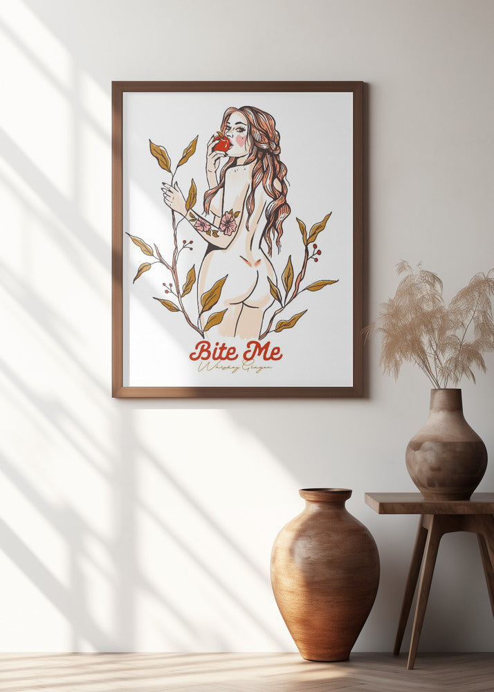 Bite Me Sexy Pin-Up Girl Eating An Apple