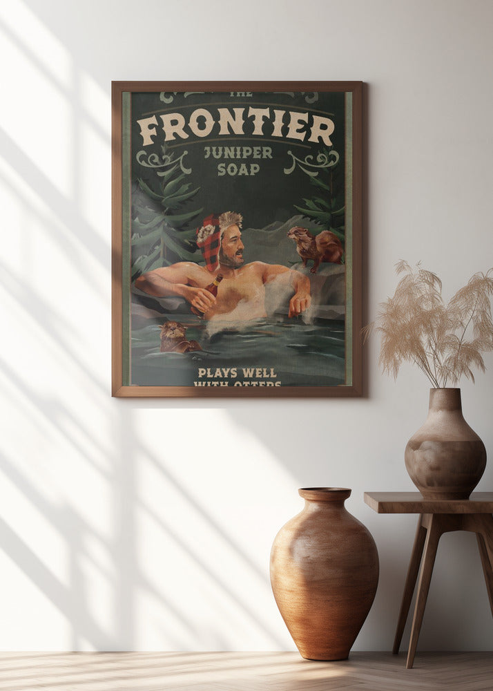 Frontier Man With Otters
