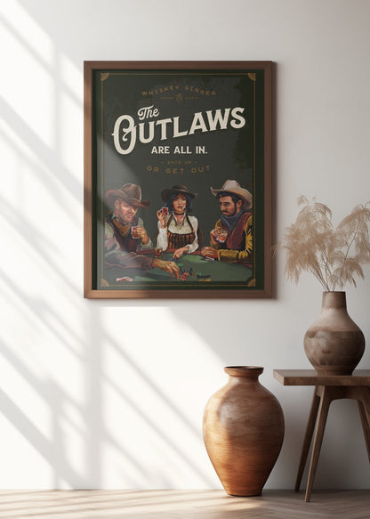 Outlaws Are All In Cool Cowboy Poker Art