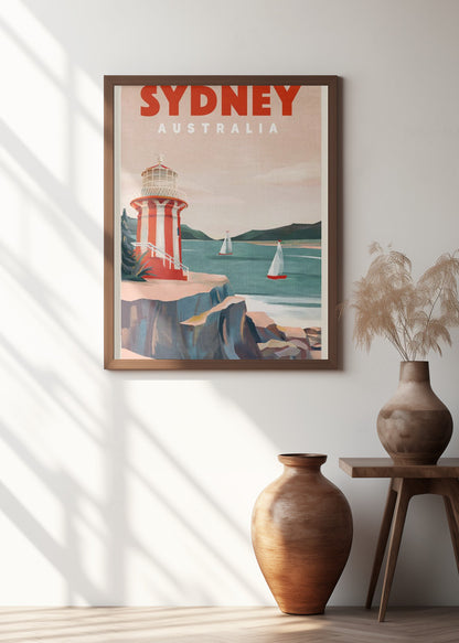 Sydney Australia Lighthouse Nautical Travel Art