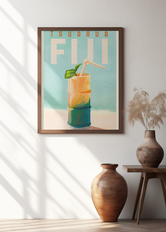 Tavarua Fiji Cocktail Poster Travel Art