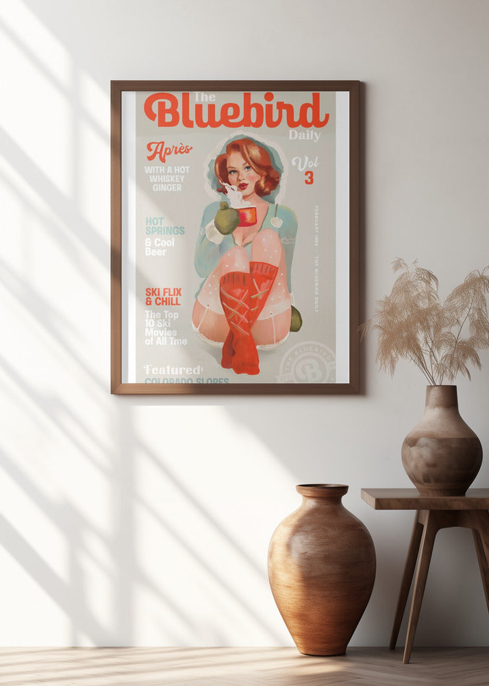 The Bluebird Daily Vintage Pin Up Ski Art