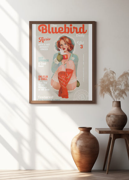 The Bluebird Daily Vintage Pin Up Ski Art