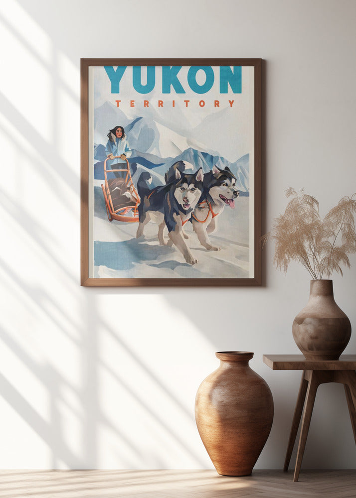 Yukon Territory Dog Sled Travel Poster | Dog print