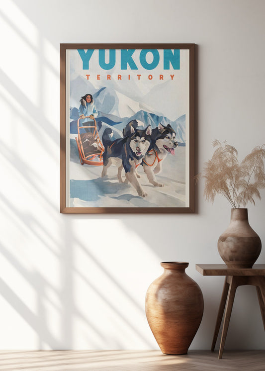Yukon Territory Dog Sled Travel Poster | Dog print
