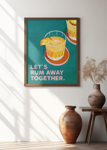 Rum Away Beach Bar Cocktail Art