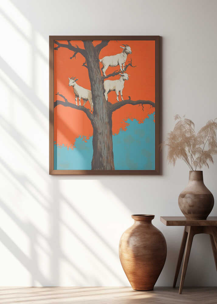 Goats in an Orange Tree