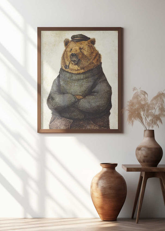 Bear Dressed In A Sweater And Cap