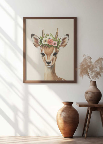 Deer Adorned With A Floral Crown