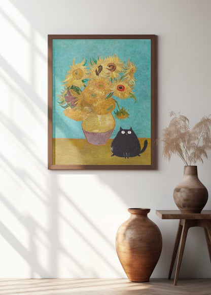 Whimsical Sunflower Cat