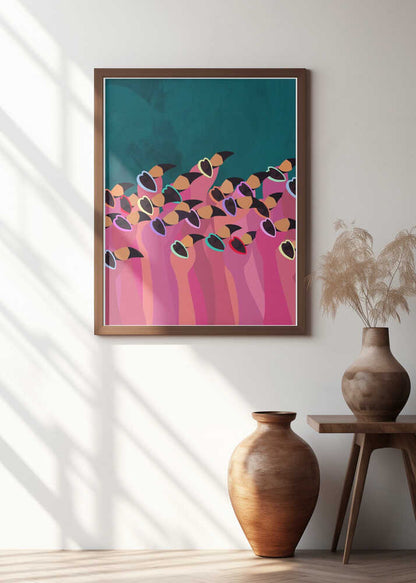 Vibrant Flamingo Hearts