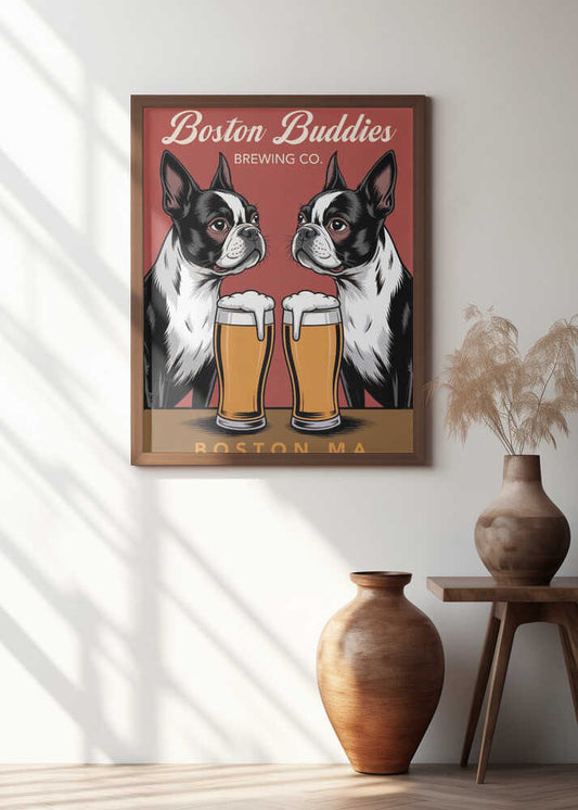 Boston Buddies Vintage Advert Poster Art
