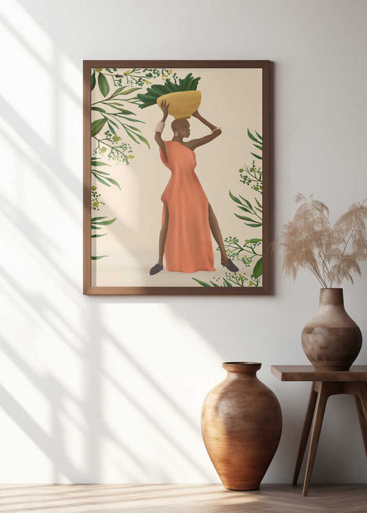 Elegant Woman Carrying Greens