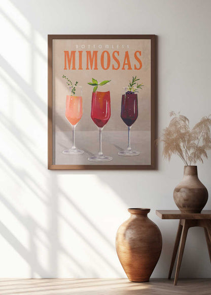 Bottomless Mimosas Pastel Cocktail Bar Art