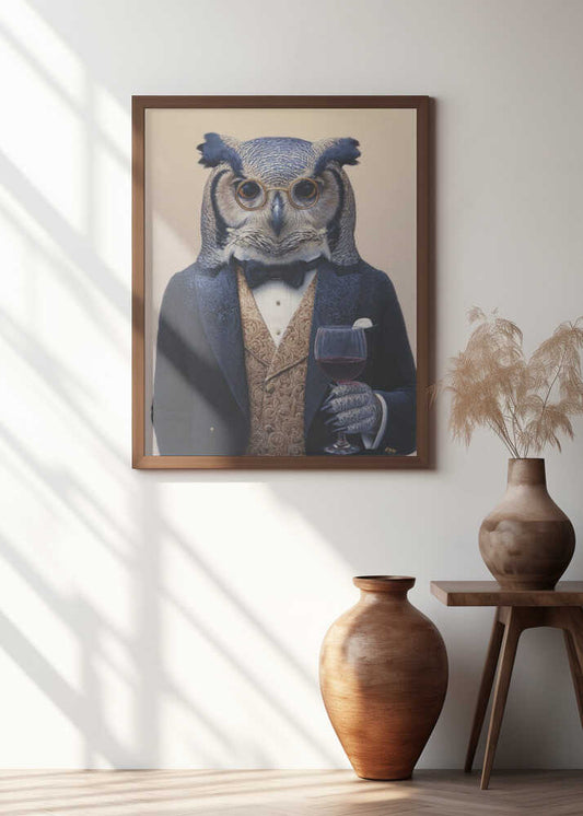 Owl In Midnight Blue Tuxedo