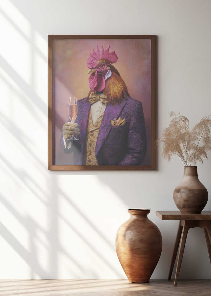 Rooster In a Purple Tuxedo