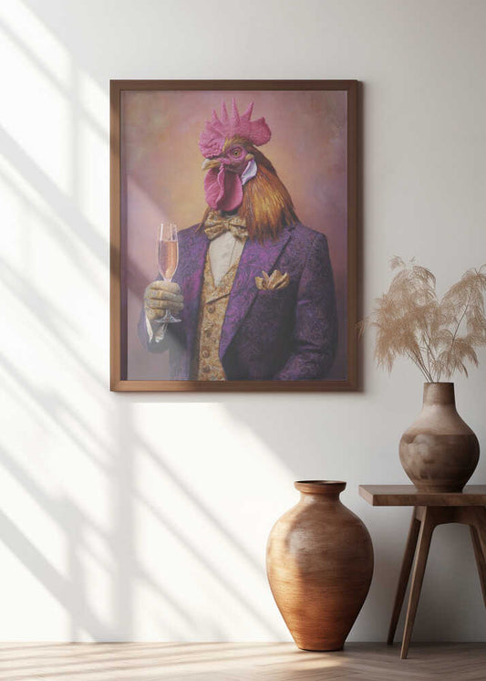 Rooster In a Purple Tuxedo