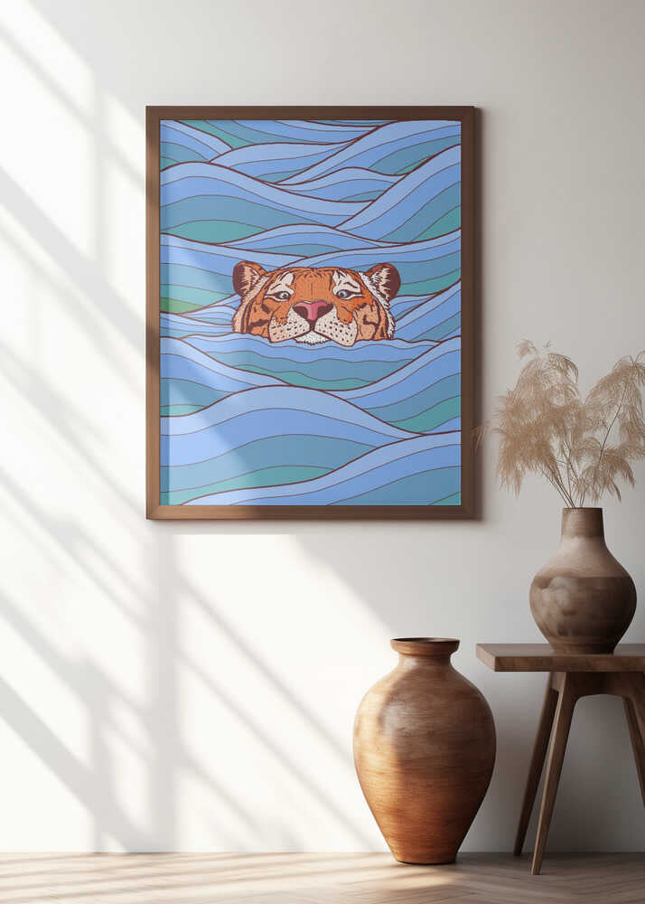 Tiger In Blue Waves