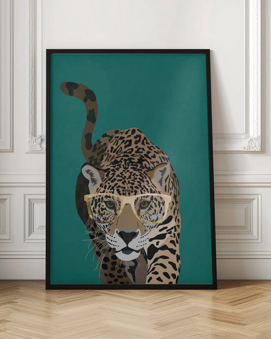 Curious green leopard