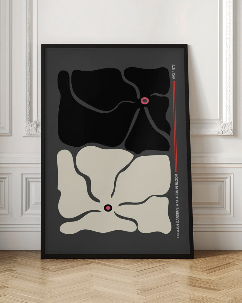 Two By Two Flower Grey | Black and white wall art