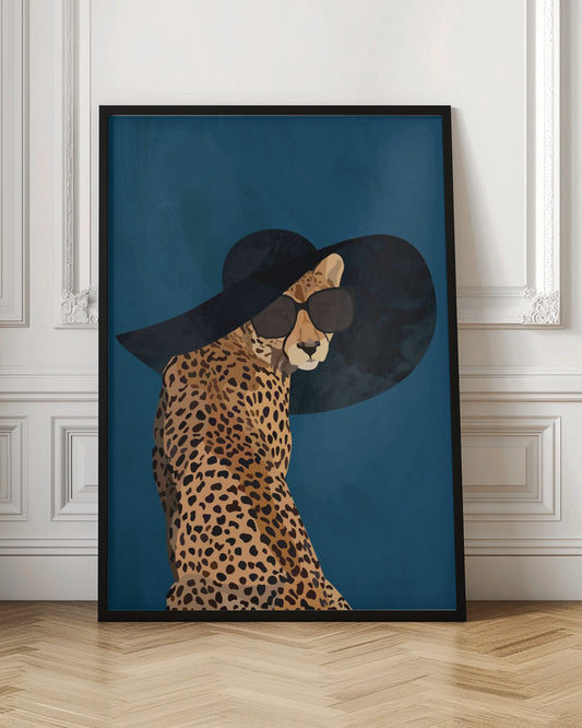 Fashionable Cheetah wearing a sunhat