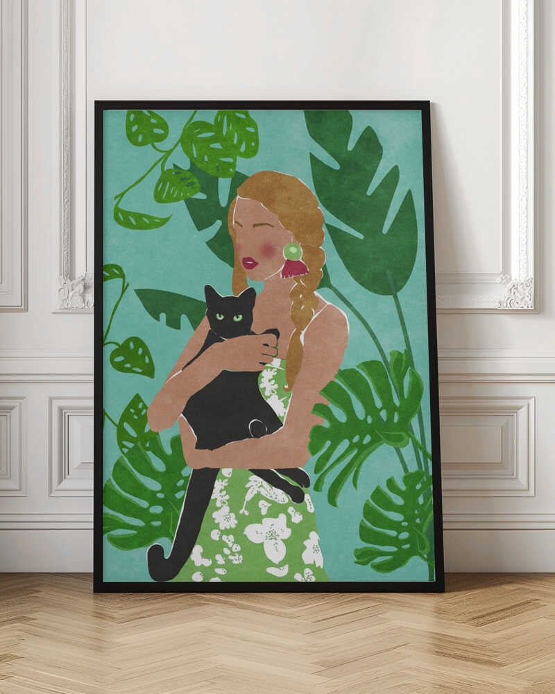 Tropical Woman and Cat