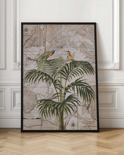 Tropical Birds Vintage Map