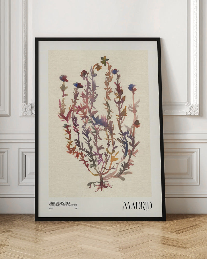 Watercolor print collection. Flower market - Madrid