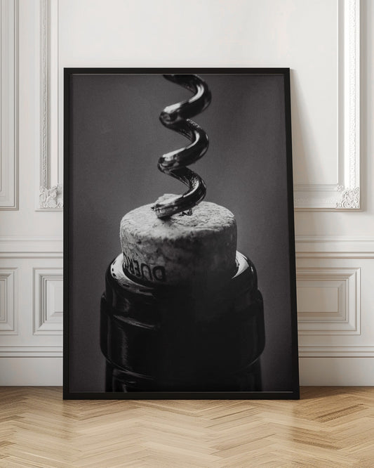 Wine 002 B&w | Cork screw wall art | kitchen wall art