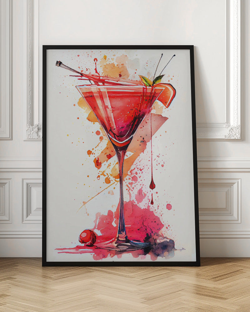 Cosmopolitan cocktail Watercolour Wall Art Print
