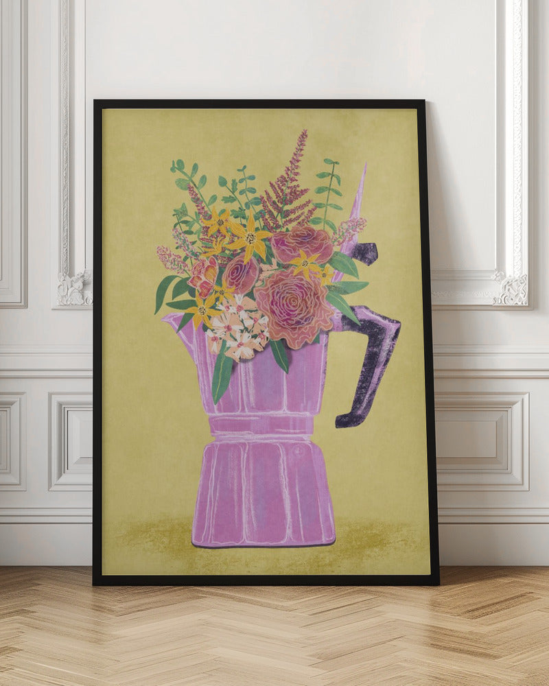 Espresso Maker with Flowers