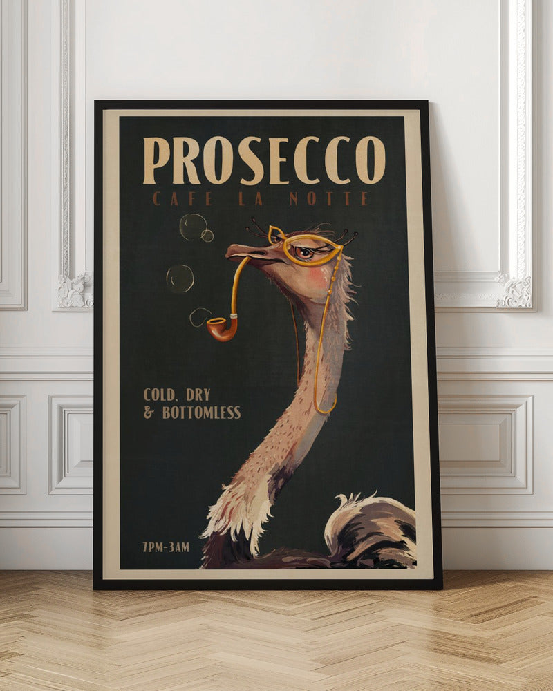Art Deco Prosecco Wall Art Of An Ostrich