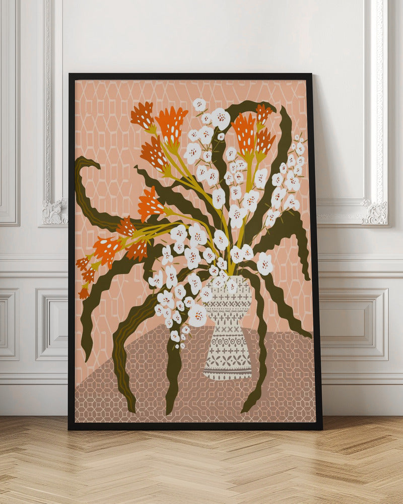 Floral contemporary still life peach fuzz