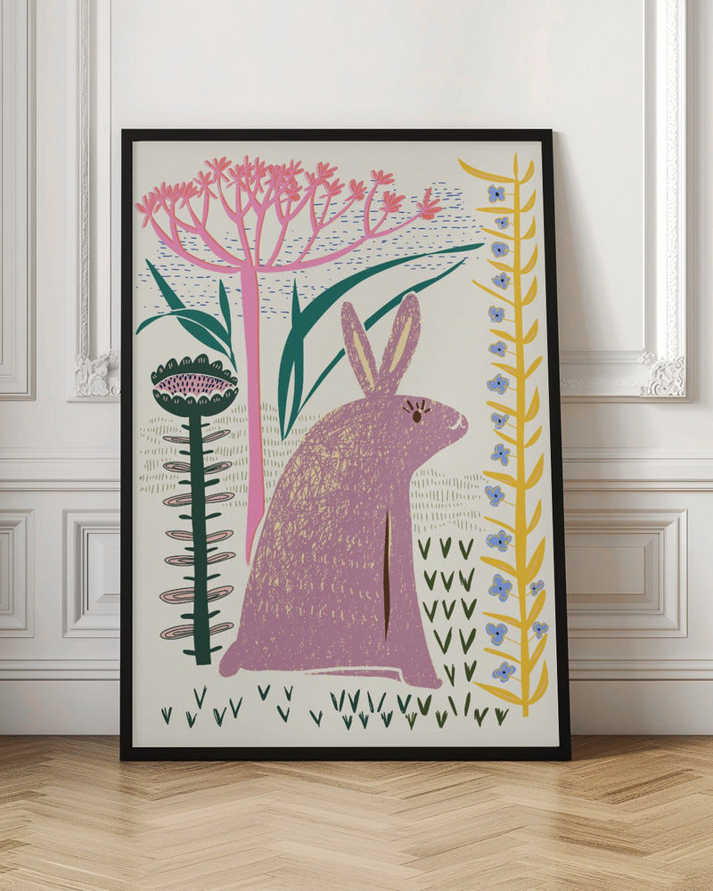 Block print lilac bunny