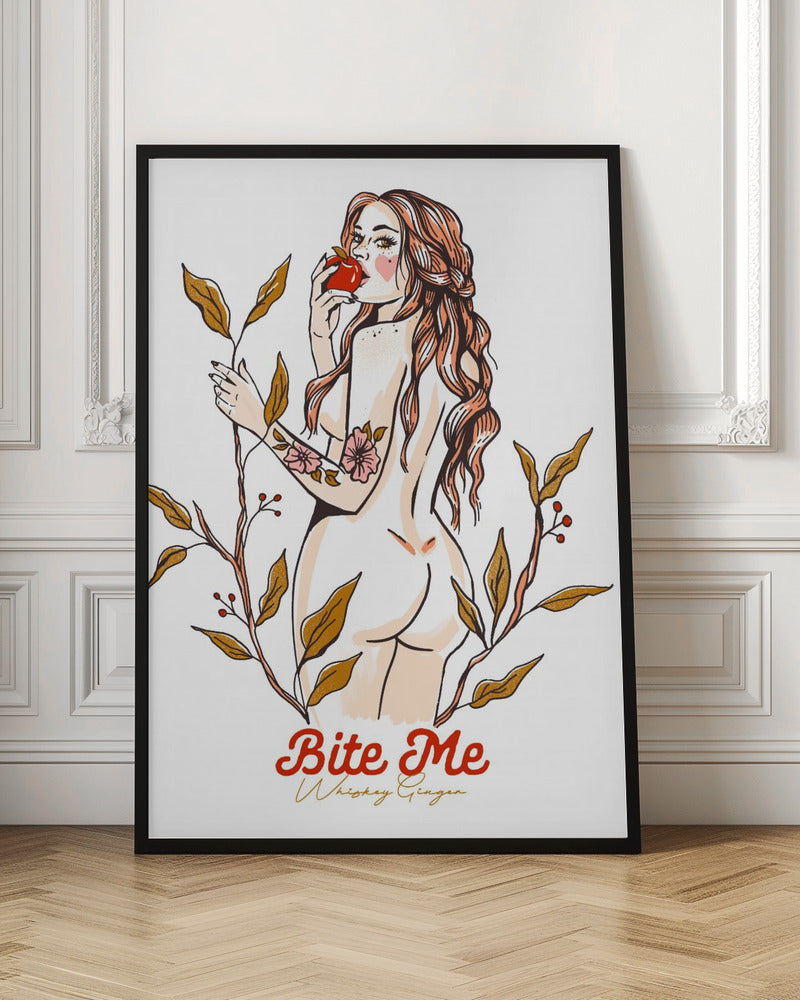 Bite Me Sexy Pin-Up Girl Eating An Apple